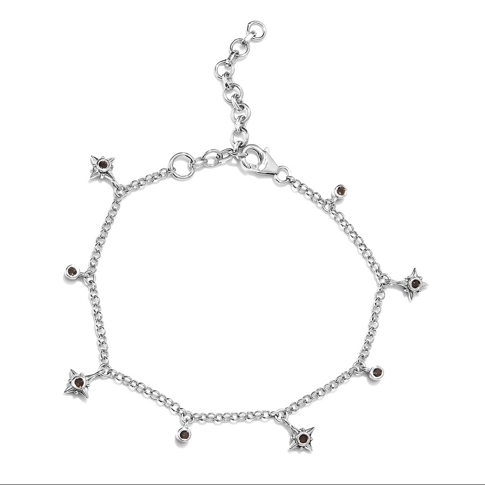 Brazilian Smoky Quartz Starburst Station Bracelet